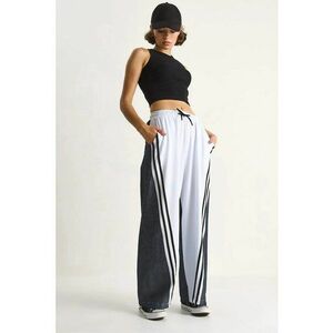 Pantaloni dama - Palazzo - cu dungi - largi - multicolor - poliester imagine