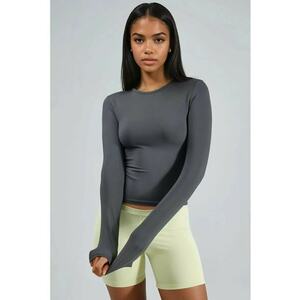 Bluza dama - slim fit - gri - elastan-poliamida imagine