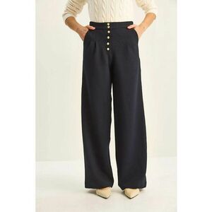 Pantaloni dama - Palazzo - talie inalta - bleumarin - poliester imagine