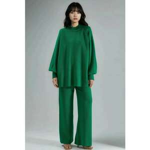Compleu dama tricotat - acril - verde - imagine