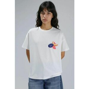 Tricou dama - supradimensionat - cu imprimeu - alb - bumbac imagine