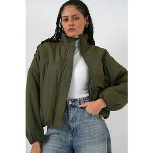 Geaca tip bomber - guler cu fermoar - verde - imagine