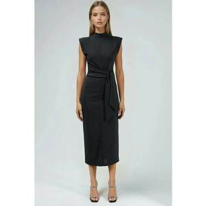 Rochie midi neagra - textil - Negru imagine