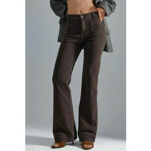 Blugi dama - High Waist Flare - talie inalta - picior larg - maro cafeniu - denim imagine