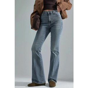 Blugi de dama - evazati - talie inalta - albastru deschis - denim imagine