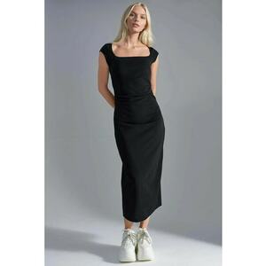 Rochie midi - negru - jerseu - Negru imagine