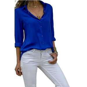 Camasa dama textil - albastru cobalt imagine