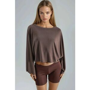 Bluza dama - croiala lejera - maro cafeniu - jerseu imagine