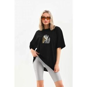 Tricou dama supradimensionat - bumbac/poliester/elastan - negru imagine