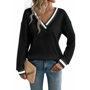 Bluza dama - Jerseu - Decolteu in V - Negru imagine