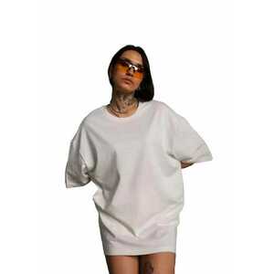 Tricou dama - supradimensionat - bumbac/poliester/elastan - alb imagine