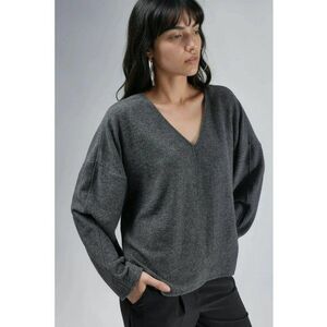 Bluza - Jerseu - Gri inchis - Decolteu in V imagine
