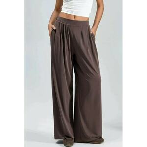 Pantaloni dama - modal/poliester - maro imagine