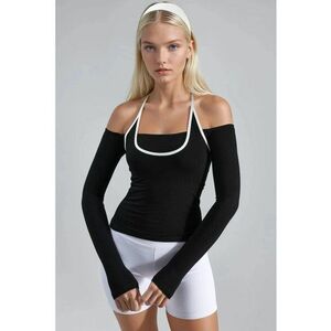 Bluza dama - Guler in U - Negru - Jerseu imagine