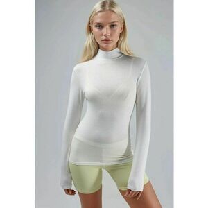 Bluza - Alb - Guler inalt - Jerseu imagine