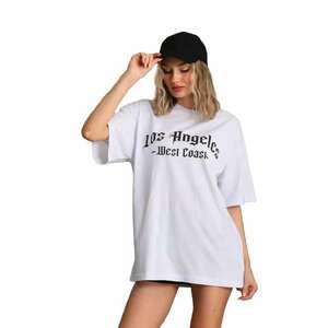 Tricou dama - supradimensionat - bumbac/poliester/elastan - negru/alb imagine