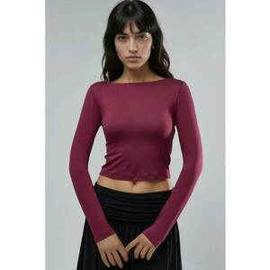 Bluza dama - Visiniu - Jerseu - Slim fit imagine