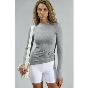 Bluza pentru dama - Gri deschis - Jerseu - Slim fit imagine
