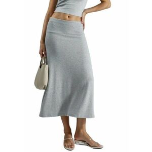 Fusta midi - Gri deschis - Textil imagine