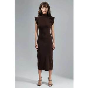 Rochie Midi Croiala Slim Fit - Culoare Maro - Jerseu imagine