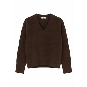 Pulover dama - cu decolteu in V - maro cafeniu - tricot - One Size imagine