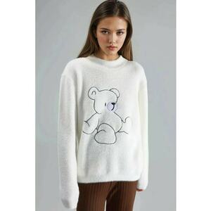 Pulover dama - oversized - alb - tricot - One Size imagine