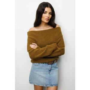 Pulover dama croiala lejera - verde masliniu - tricot - One Size imagine