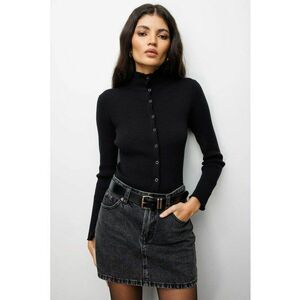 Cardigan dama - Slim Fit - guler inalt - negru - tricot imagine