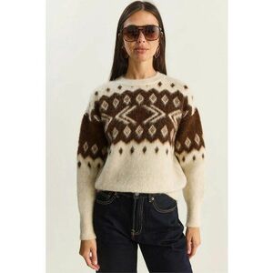 Pulover dama - acril/poliester/elastan - maro/bej - One Size imagine