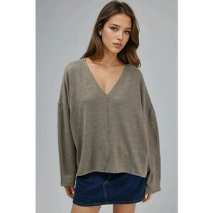 Bluza dama - Maro deschis - Jerseu - Decolteu in V imagine
