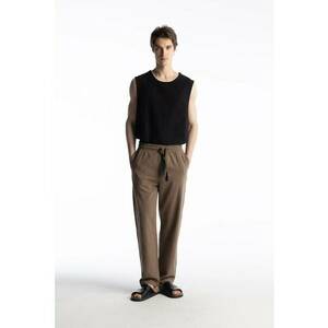 Pantaloni barbati - snur in talie - maro mocha - bumbac 100% imagine