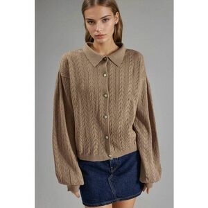 Pulover dama - cu nasturi - tricot - maro camel - One Size imagine