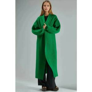Cardigan lung dama - tricot - verde - One Size imagine