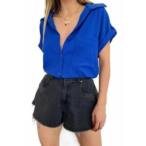 Camasa dama textil - maneca scurta - albastru imagine