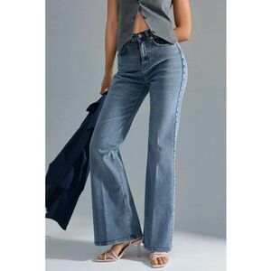 Blugi dama - evazati - talie inalta - albastru deschis - denim imagine