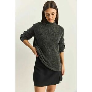 Pulover tricotat dama supradimensionat - guler rotund - gri carbune - acril/poliester/elastan - One Size imagine