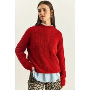 Pulover dama - supradimensionat - rosu - acril/poliester/elastan - One Size imagine