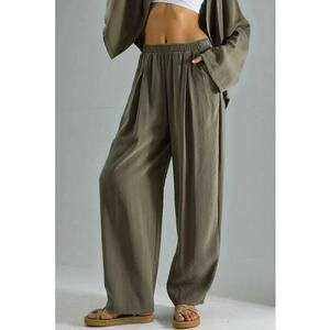Pantaloni dama - textil - kaki imagine
