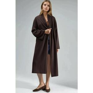 Cardigan lung dama - poliester/viscoza/elastan - maro - imagine