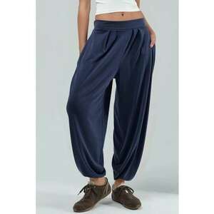 Pantaloni modal/poliester - Albastru marin imagine