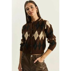 Pulover dama - acril/poliester/elastan - maro - One Size imagine