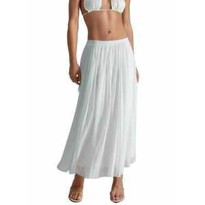 Fusta maxi - Talie inalta - Alb - Textil imagine