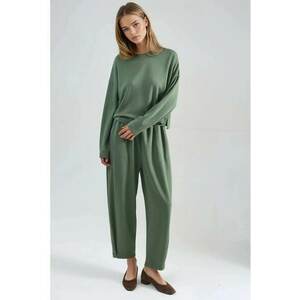 Compleu dama - 2 piese - tricot - verde - One Size imagine