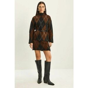 Compleu dama - 2 piese - tricot - Negru/Maro imagine