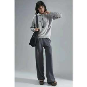 Set de Trening - hanorac cu gluga si pantaloni cu dungi - gri - material de grosime medie imagine