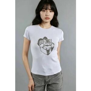 Tricou dama scurt lycra/jerseu - alb/gri - imagine