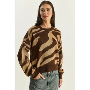 Pulover tricotat dama cu model zebra - maro - acril - One Size imagine