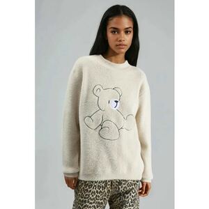 Pulover dama - brodat - bej - tricot - One Size imagine