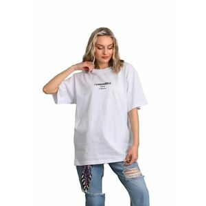 Tricou dama - bumbac/poliester/elastan - supradimensionat - alb - imagine