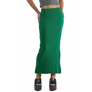 Fusta - Talie inalta - Verde - Tricot - imagine